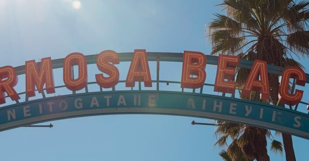 hermosa beach sign iron bail bonds banner