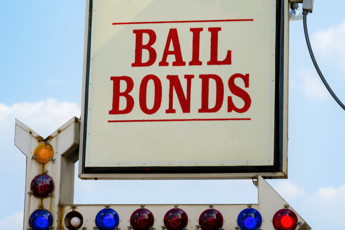bail bonds sign in red in california
