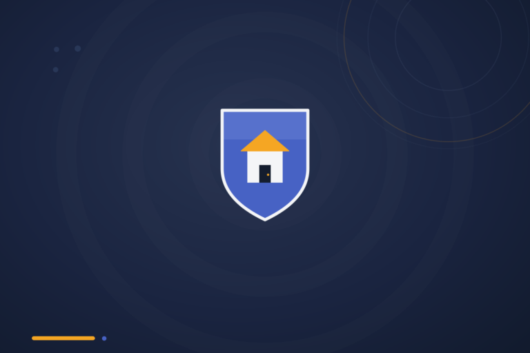 Shield with a home illustration representing domestic violence bail in California